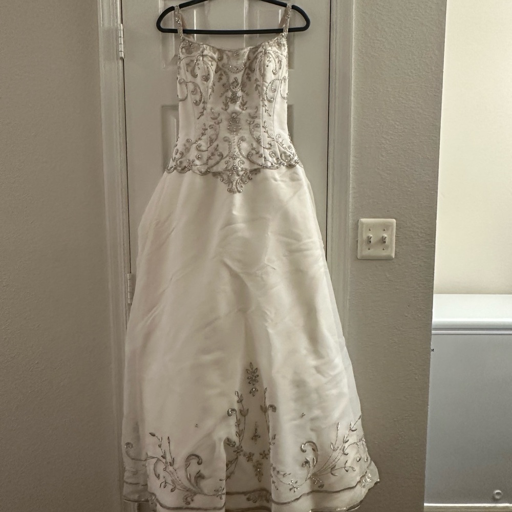 Eve of Milady elegant White and Silver Embellished Wedding Dress